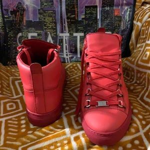 Men’s worn red Balenciaga Boot sneakers